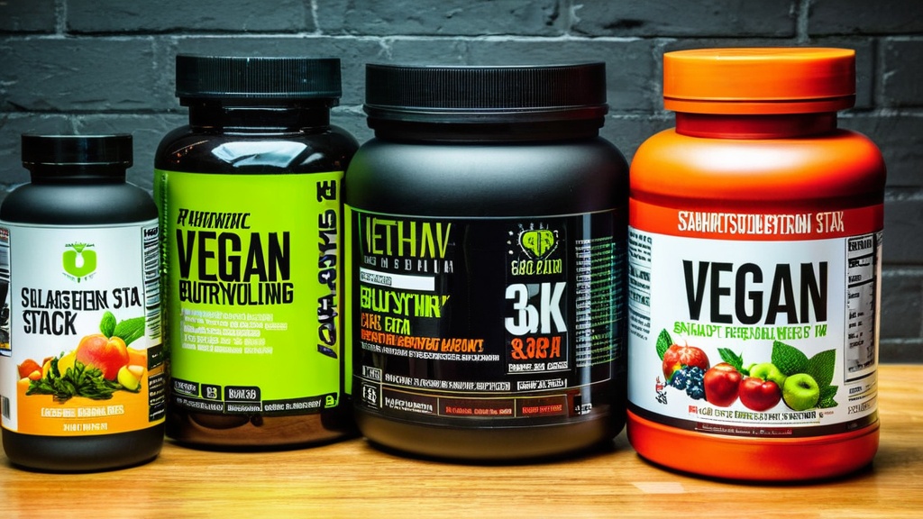 Photo vegan bodybuilding supplement stack